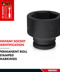 46mm socket with roll-stamped markings for instant identification, made of chrome molybdenum steel for heavy-duty use.