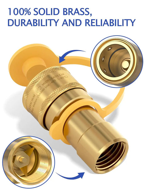 Half Inch Natural Gas Quick Connect Fittings Kit With Solid Brass Propane Hose Adapter For Grill And Heater includes coupling parts