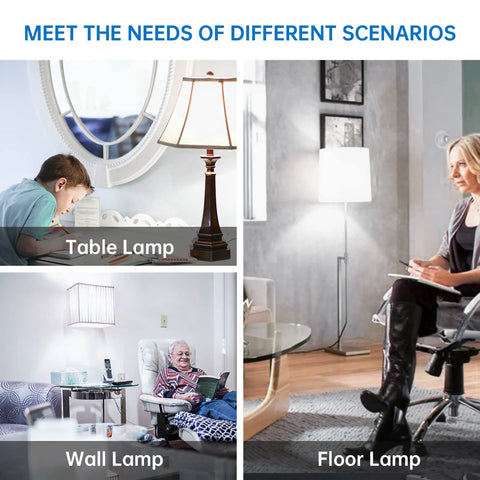 Three Way A21 LED Light Bulbs 50 100 150W Equivalent, 5000K Daylight in table, wall, and floor lamps, reading friendly