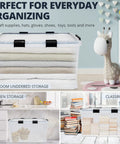 Super Sized 3 Pack Heavy Duty Waterproof Plastic Stackable Storage Totes 90 Quarts, ideal for organizing bedding, toys, and books.