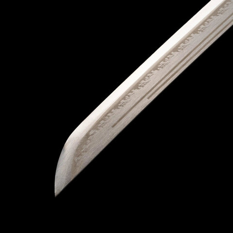 Tip of Real Carbon Steel Katana for Iaido Practice and Display, Unsharpened Full Tang Samurai Sword detail