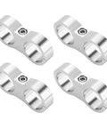 Solid Universal Hose Separator Clamp And AN12 Dual Line Fitting Adapter Built From Tough Aluminum Alloy Dope Tubing Hardware For Custom Car Rigs And Street Builds Complete 4 Piece Silver Set, aluminum dual line clamps view.