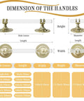 Dimension chart for Two Pack Clear Acrylic Adhesive Cabinet Pulls with center hole, showing measurements for length, width, height, diameter.