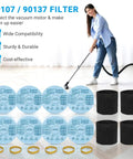 Eight Pack Reusable Dry Filters With Foam Sleeve Kit For Heavy Duty Five Gallon And Up Wet Dry Vacuums Replacement Filter Set