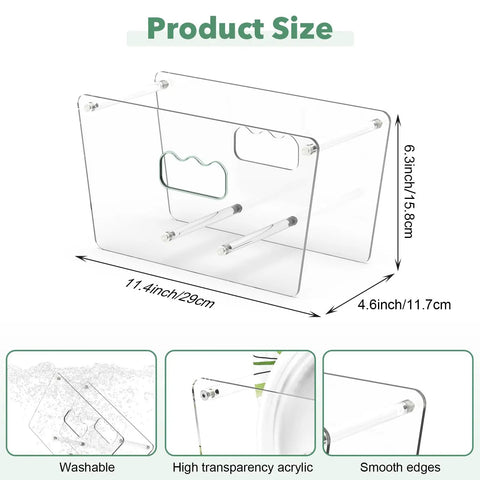 Space Saving Acrylic Paper Plate Dispenser For 5 To 12 Inch Plates, dimensions and features view with smooth edges.