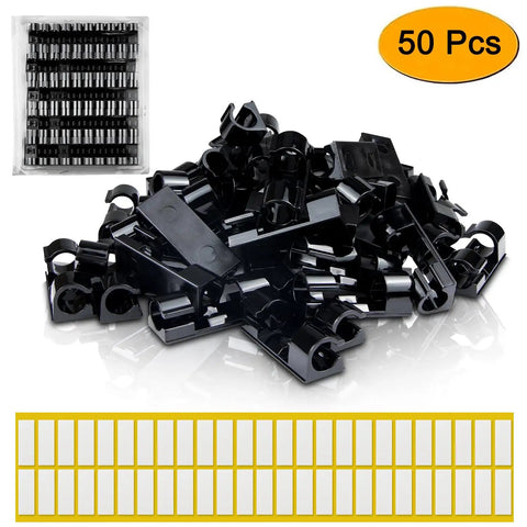 50 Piece Self Adhesive Cable Management Clips Set For TV PC Laptop And Ethernet Cables No Mess Sticky Wire Clips