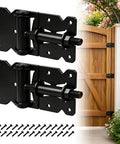 Heavy Duty Self-Closing Gate Hinges For Wooden And PVC Fences, Adjustable Spring Tension, Self-Closing Gate Hardware Kit, Black Finish, 2-Pack For Garden Gates And Fences on wooden gate