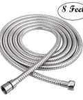 8 ft stainless steel hose from Pet Shower Attachment Kit With Handheld Sprayer, 8Ft Flexible Stainless Steel Hose, Shower Arm Diverter.