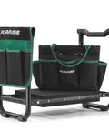 Heavy Duty Garden Kneeler And Seat With Extra Wide 10.2 Inch Kneeling Pad And 1.6 Inch Foam Cushion, Foldable Garden Stool With Two Tool Pouches