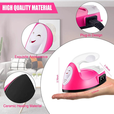 ACHENYUANYUAN Mini Heat Press Machine With Charging Base For DIY Crafts, compact pink design with ceramic heating plate.