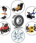 Center: Donepart R16-2RS ball bearing, 1 in bore, 2 in OD, 1/2 in thick, 2-pack; drill, mower, blower, grinder, fan.
