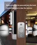 Side view of a Keyless Entry Door Lock With Keypad And Deadbolt Stainless Steel 304 Mechanical Lock on a wooden door.