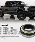 Front Left And Right Auto Locking Hub Actuator For 4x4 4WD IWE System Fits Ford F150 2004-2015 Expedition 2003-2015 Lincoln Navigator 2003-2015 Front Wheel Hub Lock Replacement in front of a Ford pickup truck
