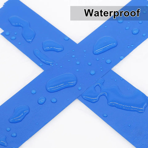 Blue Duct Tape 3 Inch By 60 Yards Waterproof 9 Mil Heavy Duty Tape For Indoor Outdoor Use No Residue Pro Grade All Weather Easy Tear Utility Tape For Home Projects And Repairs on blue tape with water droplets