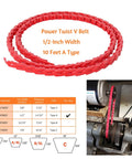 Adjustable Half Inch Wide 10 Feet V Belt for Tools and Machinery, Durable PU and Polyester Link Drive Belt Designed for Table Saws