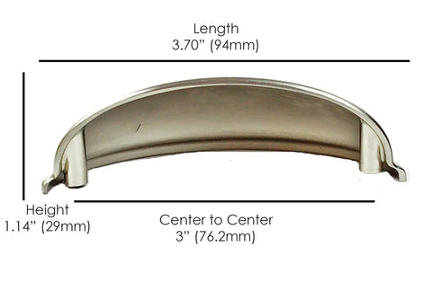 76.2mm Brushed Nickel Cup Pulls For Cabinets And Drawers Classic Farmhouse Kitchen Cabinet Handles Solid Zinc Durable 3 Inch Center To Center Hardware