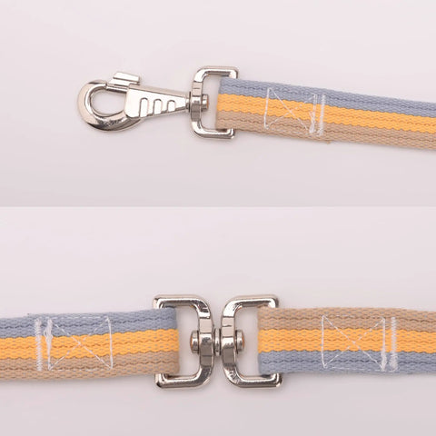 Close-up of Cotton Lunge Line For Horses With Rubber Stop And Swivel Bolt Snap 24 Foot Equine Training Tool showing snap and stitching