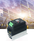 Built Tough Solar Water Pump Inverter That Runs Smooth With Zero Hassle Variable Frequency Control 5.5 Kilowatt 8Hp Dc To Ac Driver For Daily Farm Irrigation Duties, with solar panels in the background.