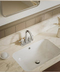 Brushed Nickel 4 Inch Centerset Bathroom Faucet With Two Handles Lead Free And Durable Includes Copper Pop Up Drain