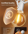 Close-up of shatterproof G40 Edison bulb on 29 Feet LED Outdoor String Lights With Shatterproof G40 Edison Bulbs, Connectable Weatherproof Patio