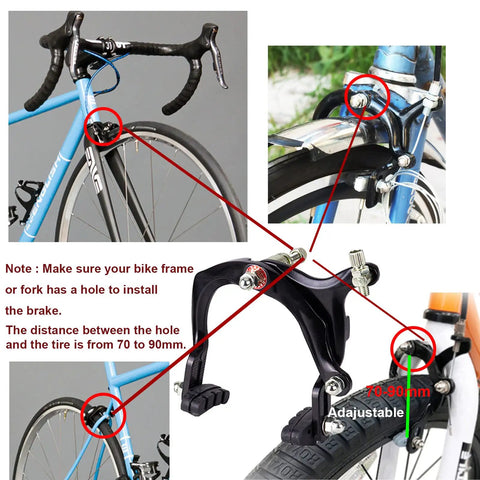 Pair Of Front And Rear V Brake Caliper Set For Mountain Bikes Long Arm 110 Mm Arms 70 Mm Pads Aluminum Alloy Rim Brakes installation
