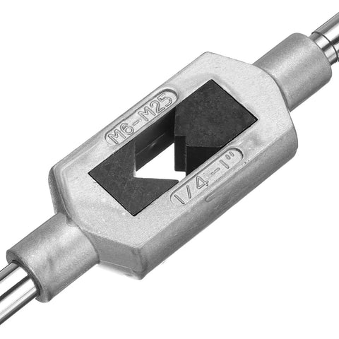 Adjustable Tap Wrench Handle for Metric M6 M25 and One Quarter to One Inch Taps, nickel plated close-up