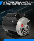 Three Horsepower Workhorse Electric Motor 3450 RPM 56 Frame Single Phase 115 230V CCW Rotation Five Eighth Inch Shaft