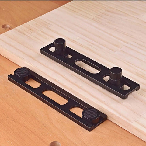 12Pcs Woodworking Planing Stop Set With 19mm Aluminum Alloy Pew Dogs Clamps on wooden table