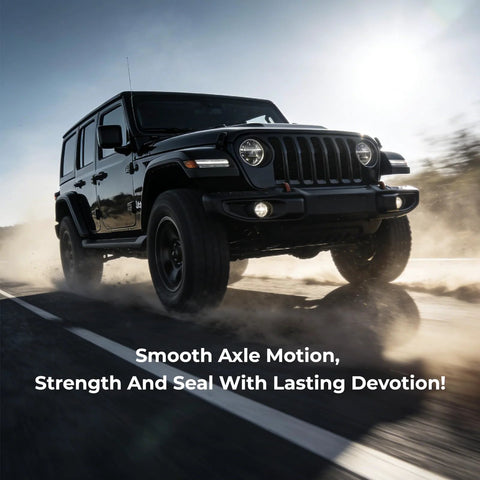 Jeep Wrangler JK showcasing smooth ride, suitable for Beefed Up Rear Axle Bearing With Seal And Retainer Kit For Jeep Wrangler JK JKU 2007 Through 2017 Replaces 68003270AA 83503077 68499023AA Durable Sealed Bearing Upgrade For Smoother Operation And Long Lasting Performance.