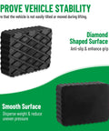 Racewill 4-pack solid rubber auto lift pads, black diamond-textured anti-slip blocks, 6-1/3 x 4-3/4 x 1 in.