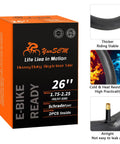 Product packaging for Two Pack Heavy Duty Bike Inner Tubes for 26 Inch Wheels with AV Schrader Valve 32mm, Fits 26x1.75–26x2.25 Tires.
