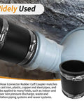 Flexible PVC Pipe Coupling With Rubber Hose Clamps for One and a Quarter Inch Flex Connection installed on pipe