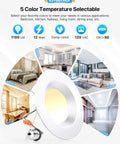 Infographic of 12 Pack 5 To 6 Inch LED Can Lights Retrofit Recessed Downlight Kit, Dimmable With 2700K To 5000K Selectable Color Temps