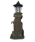 Stallion's Greeting Western Horse Welcome Statue for outdoor decor showing rustic wood sign with solar-powered LED lantern