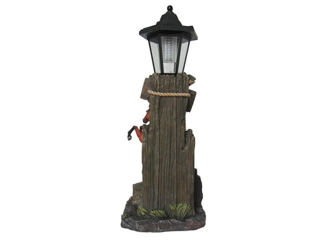 Stallion's Greeting Western Horse Welcome Statue for outdoor decor showing rustic wood sign with solar-powered LED lantern