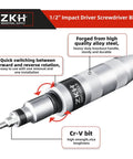 Half Inch CR-V Hand Impact Screwdriver With Reversible Manual Drive shown with alloy steel body and Cr-V bit