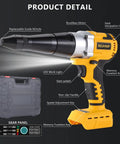 Cordless Rivet Gun Tool 20V Max Battery Compatible Brushless Automatic Rivet Gun with case, tool details highlighted