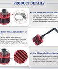 Red Air Filter Upgrade For 301cc 420cc Mini Bike Go Kart Engines product details display with clamp, mesh, and pipe