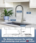 Pull Down Kitchen Faucet With Sprayer Single Hole Stainless Steel Sink Tap Built For Farmhouses RVs Laundry Rooms Outdoor Living And Campers Brushed Nickel Finish shown with measurements
