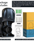 Packaging contents showing Swivel EV Charger Wall Mount For Tight Spaces Ditch The Cable Mess Keeps 25Ft J1772 Cord Off The Floor Does Not Protrude Trip Hazard Free Garage Organizer Hanger That Keeps Cables Out Of The Way with hardware and manual.