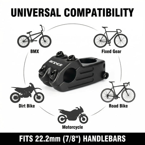 22.2Mm Aluminum Forged Bike Stem, 48Mm Length, 0 Degree, 7/8 Inch Handlebar, universal compatibility chart with bikes