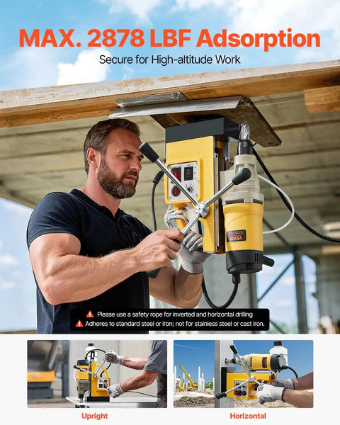 Get Ready To Hammer Metal With This Badass 1450W Magnetic Drill Press in action for high-altitude work.