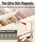 Eight Pack Ultra Thin Magnetic Cabinet Door Catches With Strong Hold, Adhesive Mount, stainless steel latch installed