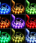 Battery Powered RGB LED Strip Lights With 24 Key Remote Two Meter Indoor Rope Light with dimmable color change.