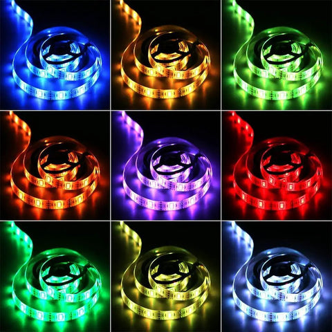 Battery Powered RGB LED Strip Lights With 24 Key Remote Two Meter Indoor Rope Light with dimmable color change.