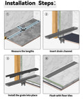 Installation steps for Linear Shower Drain 12 Inch With Brushed Nickel Finish 304 Stainless Steel Floor Drain Removable Grate