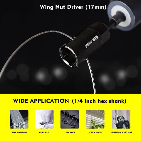 Wing nut driver from Magnetic Impact Nut Driver Set With SAE And Metric Deep Sockets Ratcheting Screwdriver Universal Socket.
