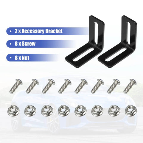 Universal Oil Cooler Mounting Bracket Kit For 330mm Aluminum Alloy Engine Oil Cooler Radiator Adapter Kit And Black Transmission Oil Cooler Bracket showing screws and nuts