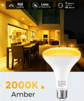Amber Outdoor Bug Light Bulbs 11W Actual, 65W Equivalent BR30 Bug Flood Lights For Outside illuminating patio