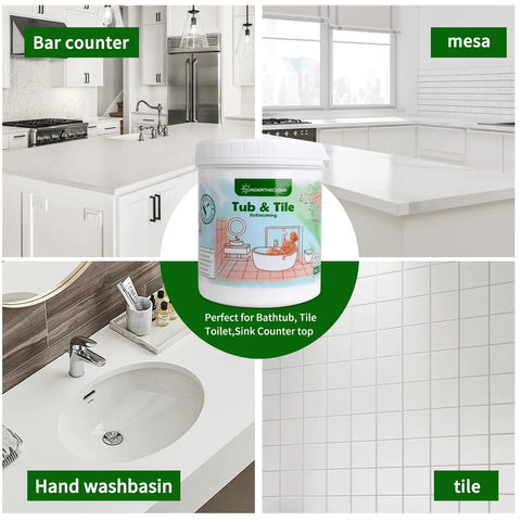 Odorless Tub and Tile Refinishing Kit with White Epoxy Paint for bathrooms, countertops, cabinets shown for DIY renovation